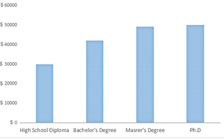 Bar Graph - Salaries earned by people with different levels of education 