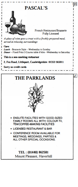 Adverts - Pascal's and The Parklands