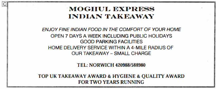 Moghul Express Indian Takeaway - Advertisement 3 