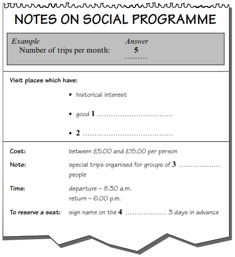 Listening Sample 22 -Notes on social programme